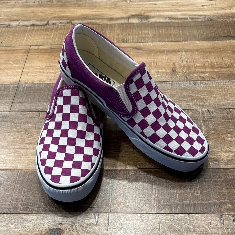 Vans Classic Purple and White Checkered Sneakers